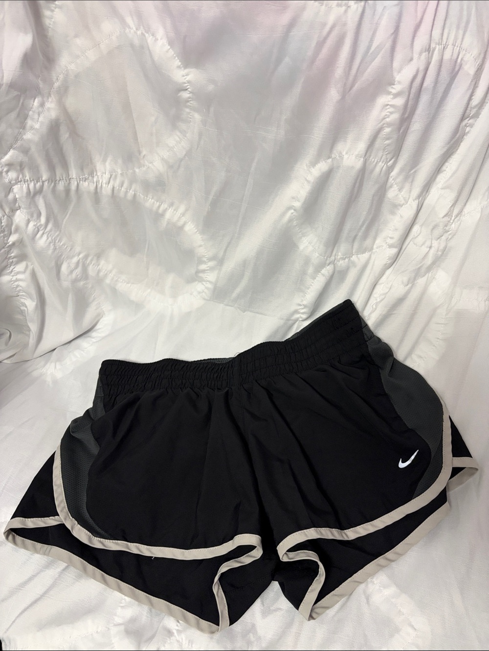 Nike Black Athletic Running Shorts with Light Gray Trim
